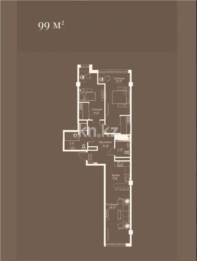Продажа 3-комнатной квартиры, 98.3 м², ул. Илтипат, дом  45/1 в Алматы
