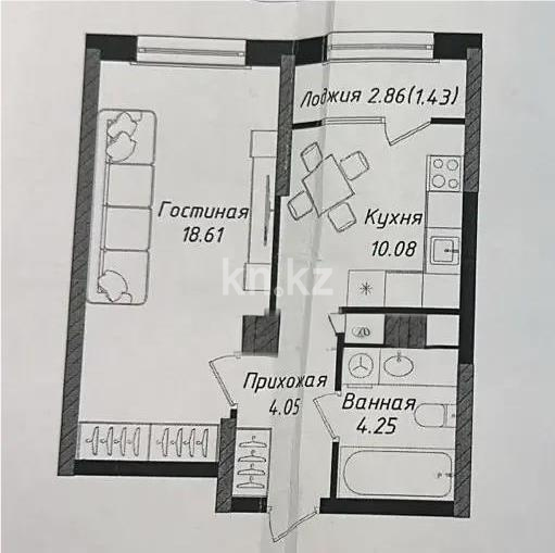 Продажа 1-комнатной квартиры, 41 м² в Астане