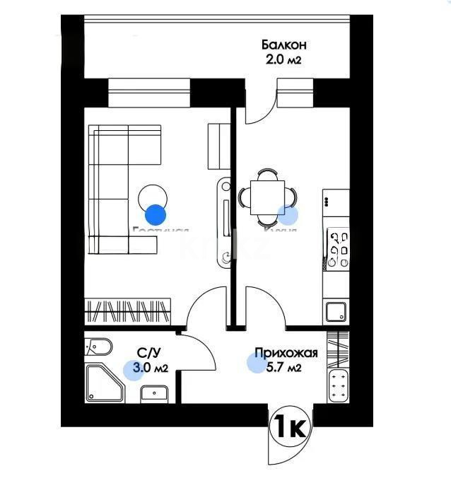 Продажа 1-комнатной квартиры, 40 м² в Астане - фото 2