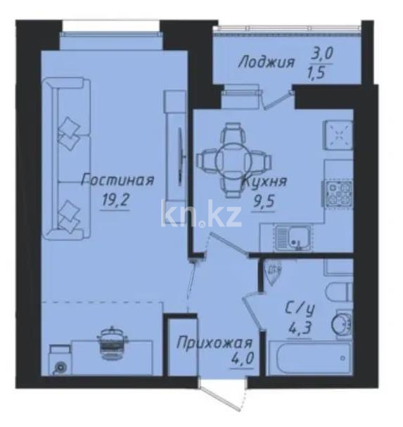 Продажа 1-комнатной квартиры, 39 м², ул. Толе би, дом  1 стр в Астане