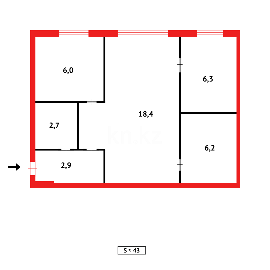 Продажа 2-комнатной квартиры, 43 м², ул. Зелинского в Караганде - фото 9
