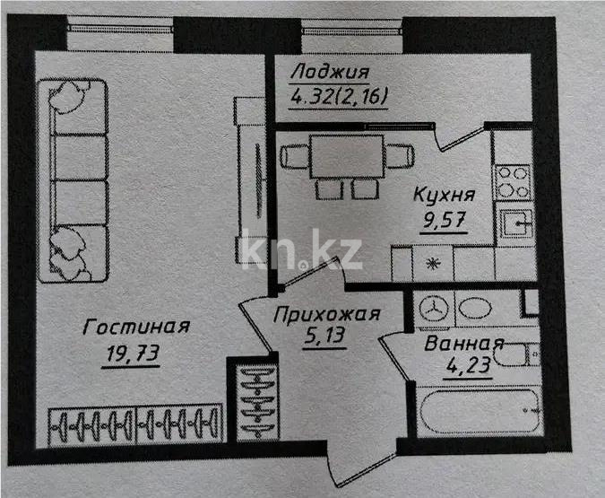 Продажа 1-комнатной квартиры, 40.82 м² в Астане