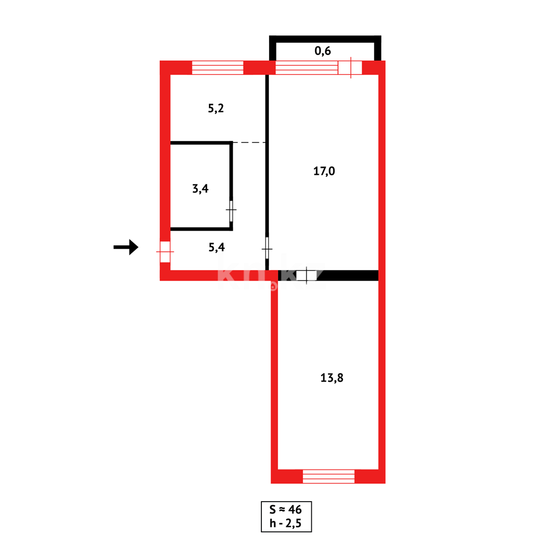 Продажа 2-комнатной квартиры, 45 м², ул. Зелинского, дом  28/2 в Караганде - фото 11