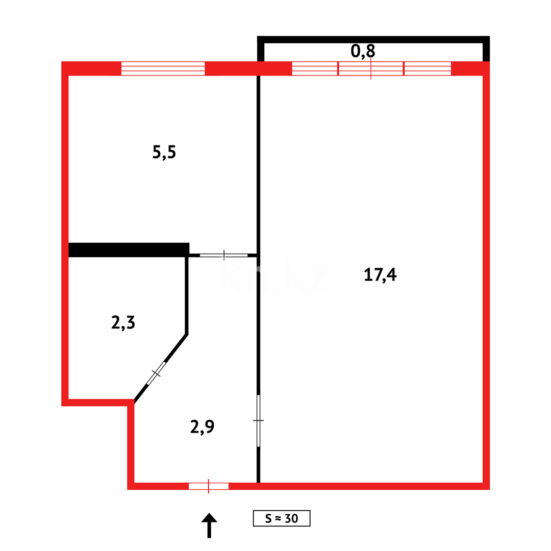 Продажа 1-комнатной квартиры, 30 м², ул. Абая в Темиртау - фото 7