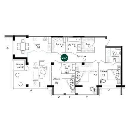 Продажа 4-комнатной квартиры, 128.3 м², ул. Арайлы, дом  20/1 стр в Алматы - фото 7