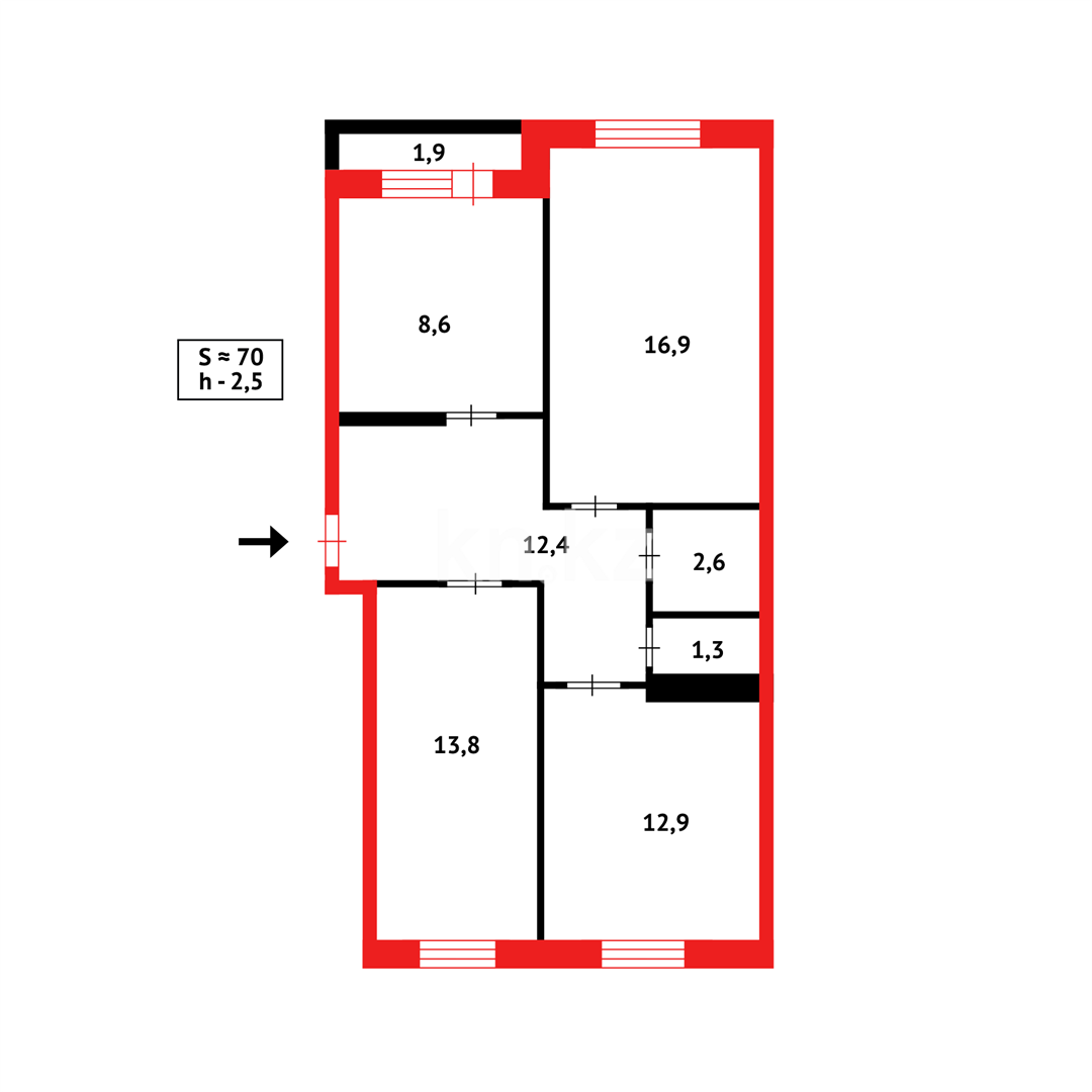 Продажа 3-комнатной квартиры, 68 м² в Темиртау - фото 15