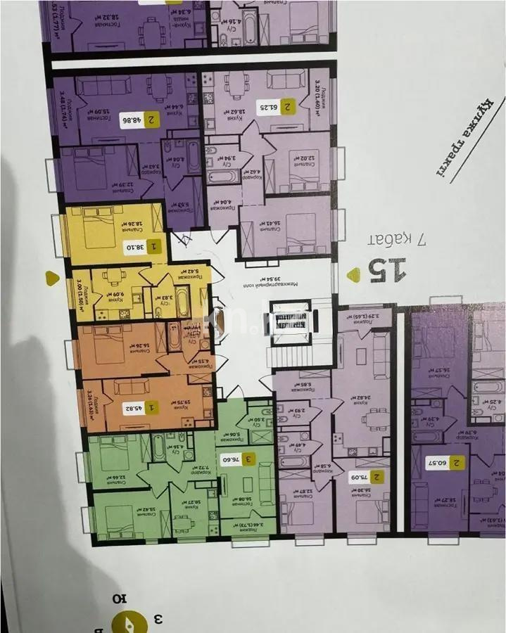 Продажа 2-комнатной квартиры, 48.86 м², ул. Туркестан, дом  115 в Алматы