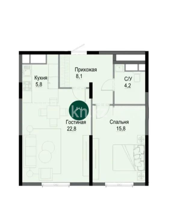 Продажа 2-комнатной квартиры, 53.1 м², ул. Утепова, дом  31 в Алматы