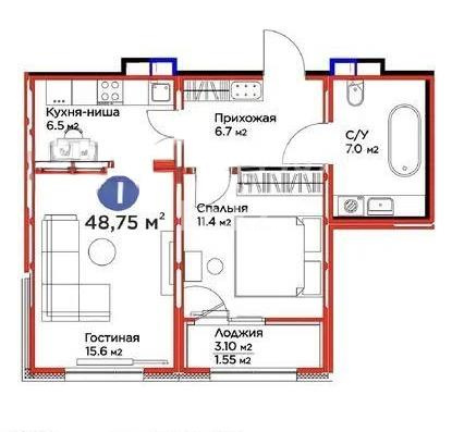 Продажа 2-комнатной квартиры, 48.75 м² в Астане - фото 6