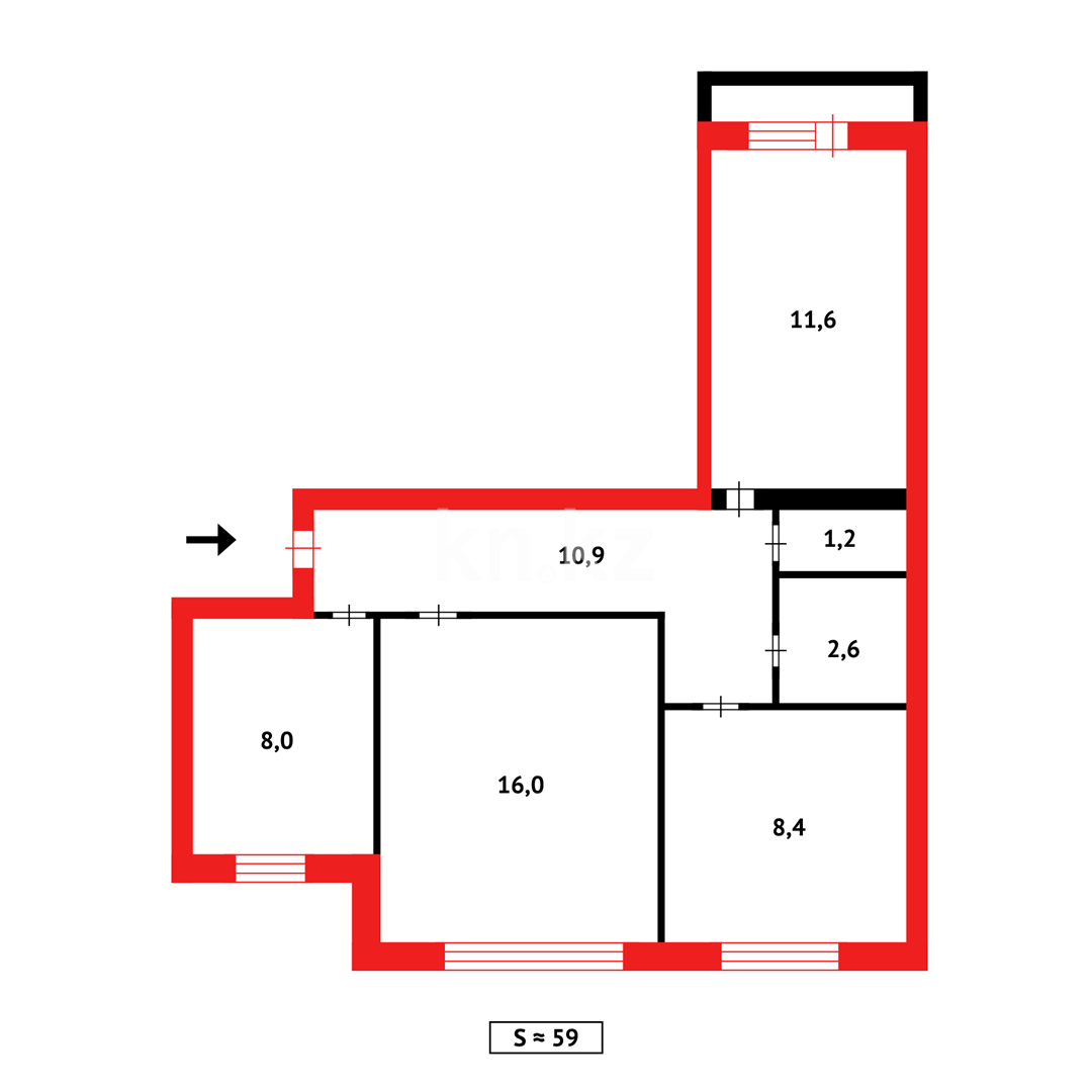 Продажа 3-комнатной квартиры, 57 м² в Караганде - фото 15