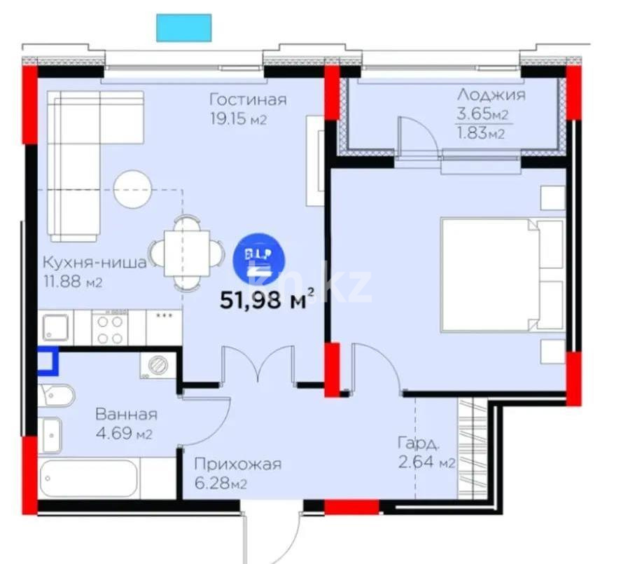 Продажа 2-комнатной квартиры, 52 м² в Астане