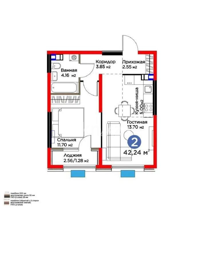 Продажа 1-комнатной квартиры, 42.24 м² в Алматы - фото 3
