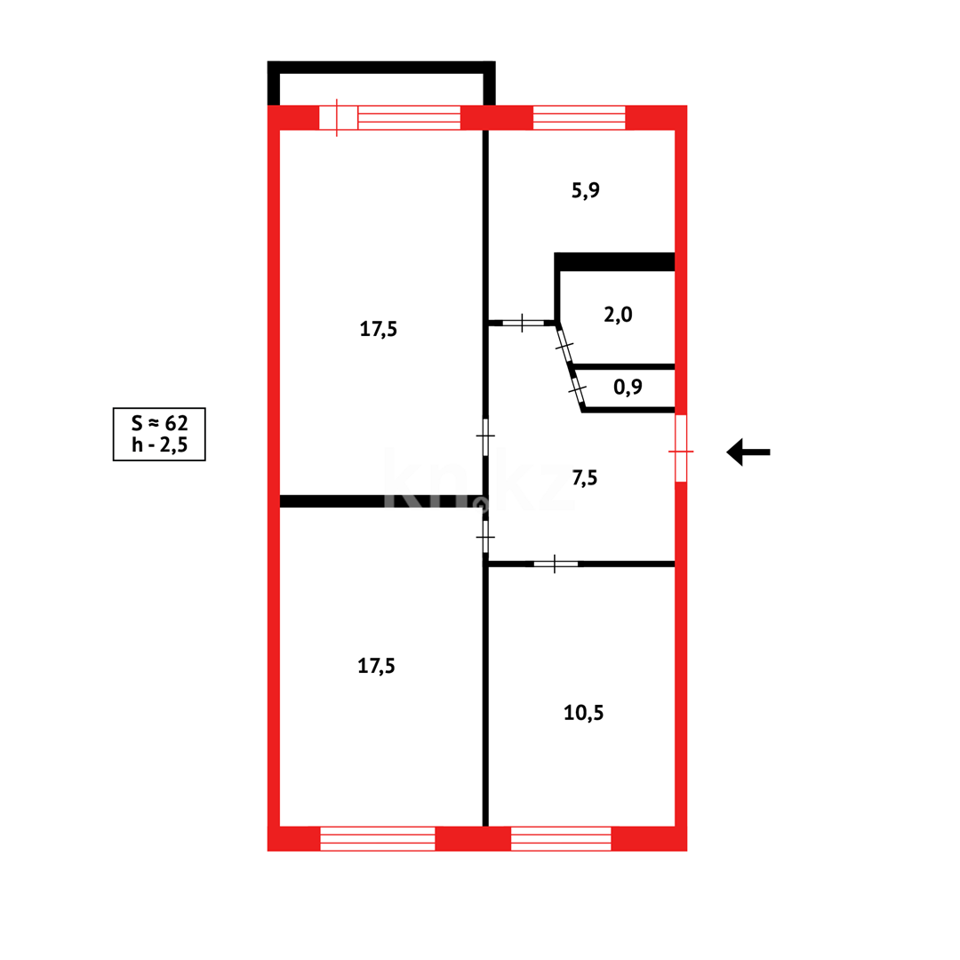Продажа 3-комнатной квартиры, 64 м² в Караганде - фото 17