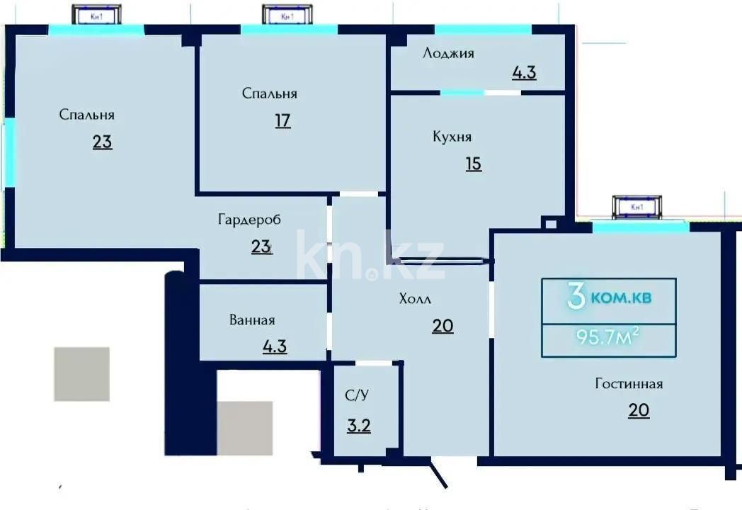 Продажа 3-комнатной квартиры, 95 м², ул. Жандосова, дом  108/1 в Алматы