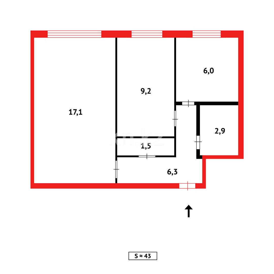 Продажа 2-комнатной квартиры, 43 м², ул. Абая в Темиртау - фото 12