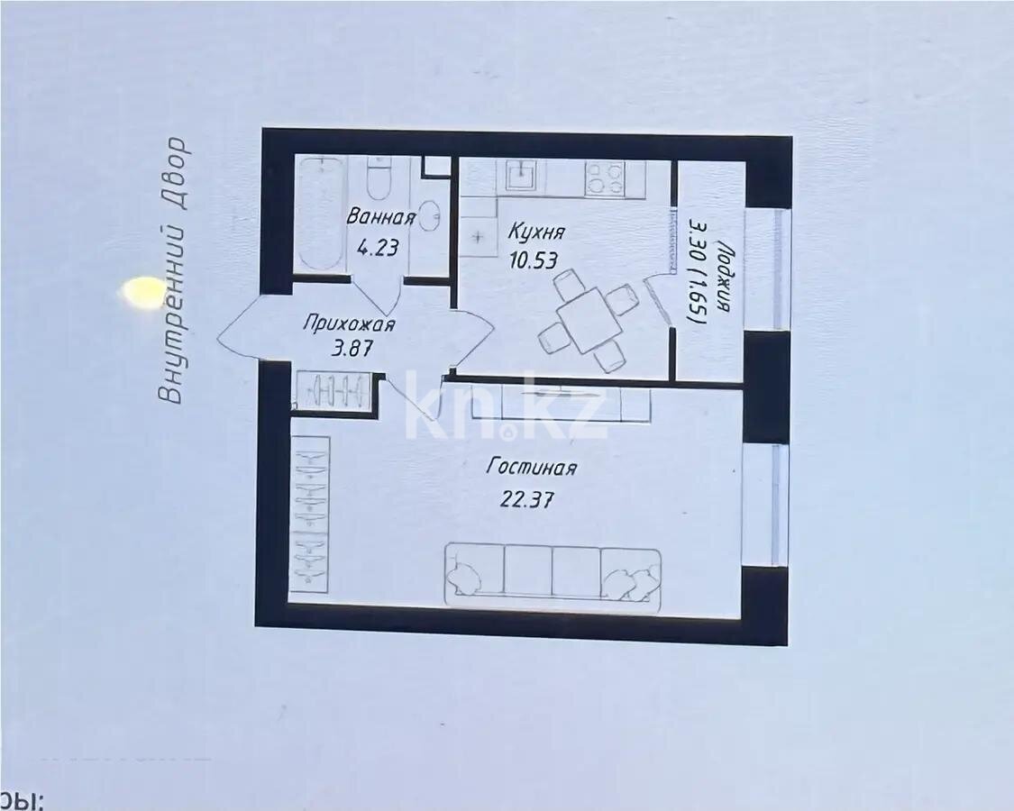 Продажа 1-комнатной квартиры, 40 м² в Астане