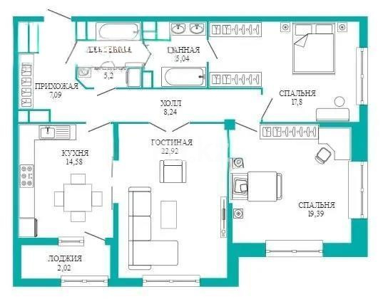 Продажа 3-комнатной квартиры, 102.28 м² в Алматы - фото 8