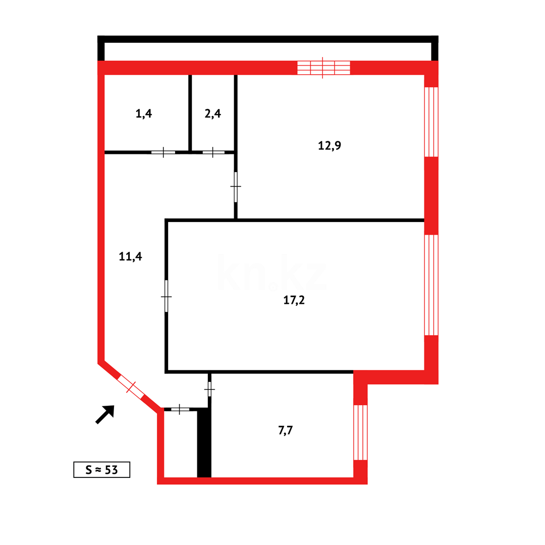 Продажа 2-комнатной квартиры, 53 м², мкр-н 8 в Темиртау - фото 6
