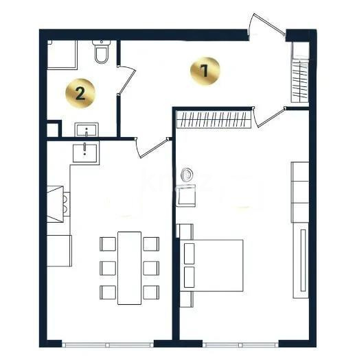 Продажа 2-комнатной квартиры, 53.99 м² в Алматы