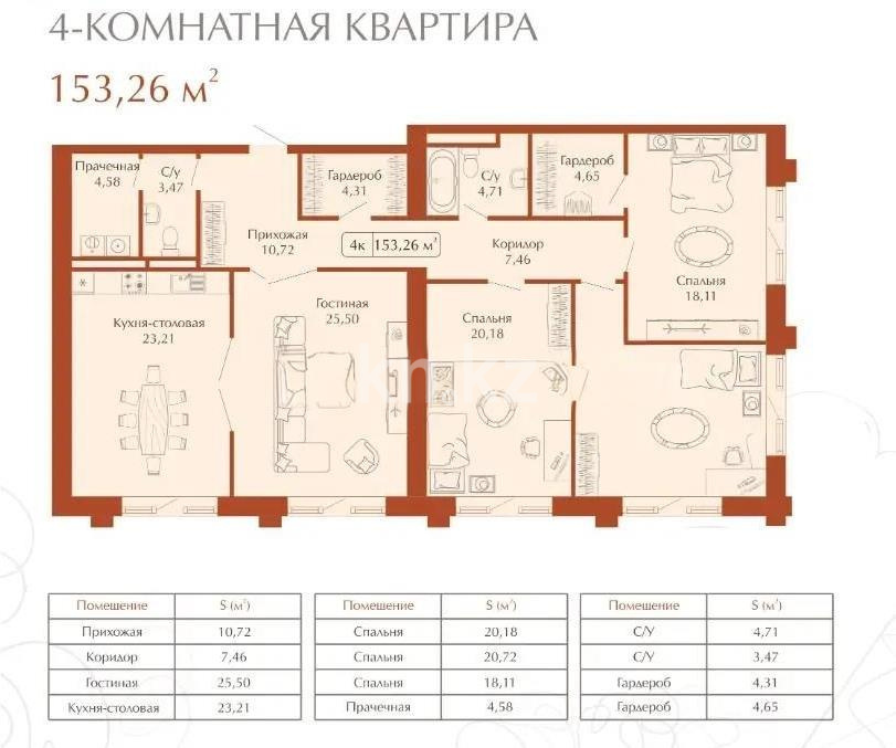 Продажа 4-комнатной квартиры, 153 м² в Караганде