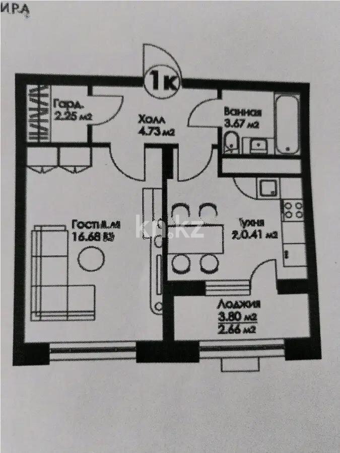 Продажа 1-комнатной квартиры, 41 м² в Астане