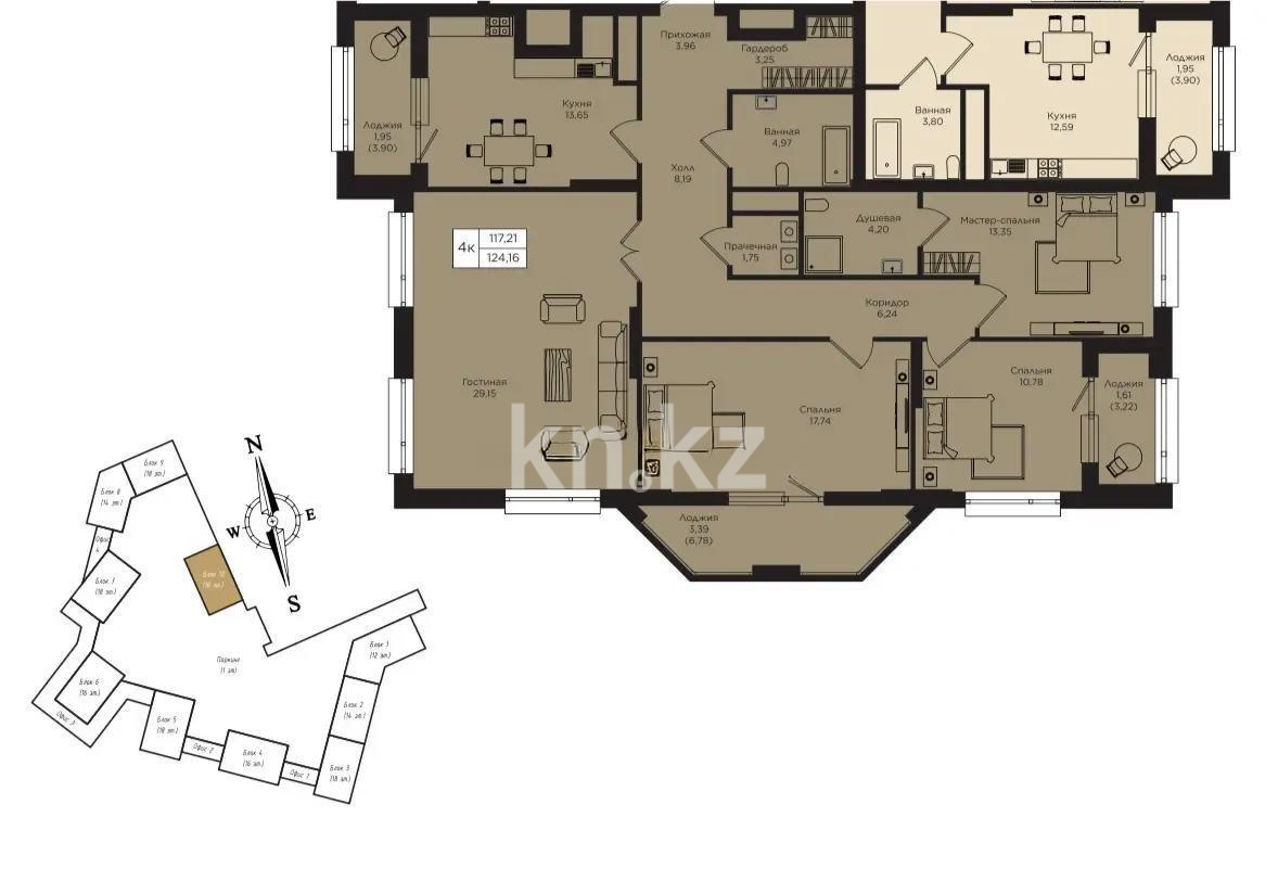 Продажа 4-комнатной квартиры, 120.2 м² в Астане - фото 7