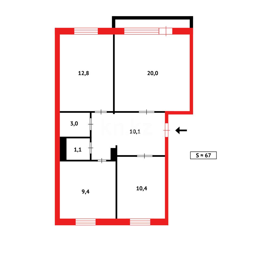 Продажа 3-комнатной квартиры, 68 м² в Темиртау - фото 15