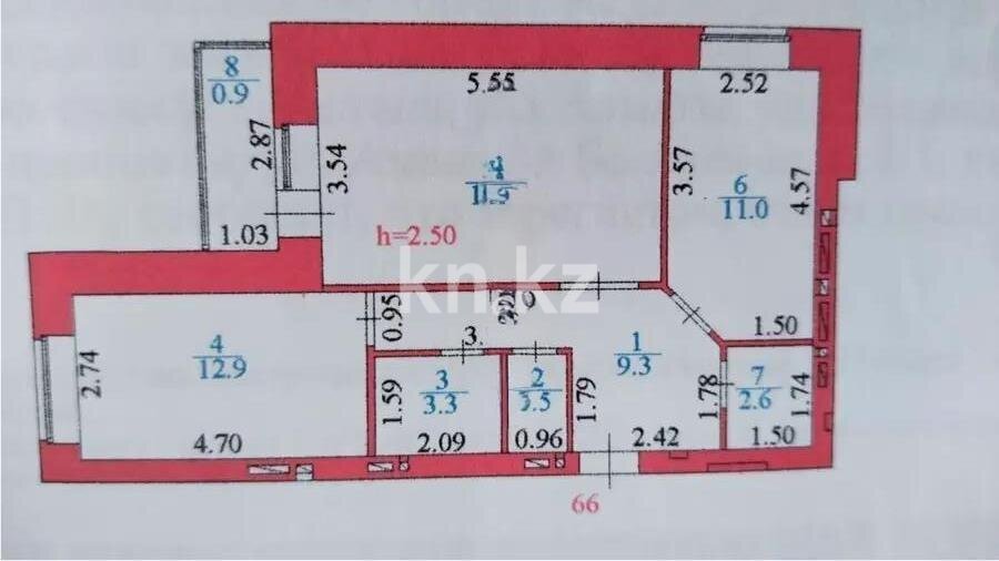 Продажа 2-комнатной квартиры, 61.2 м² в Астане