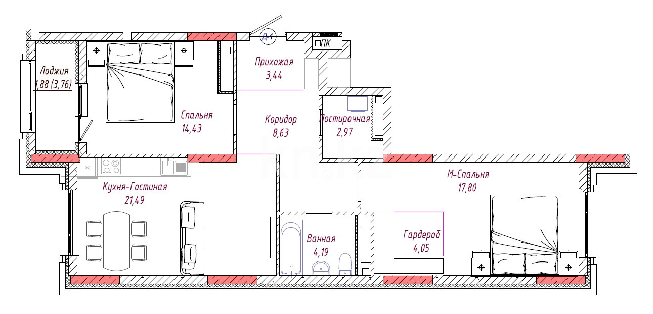 Продажа 2-комнатной квартиры, 79.31 м² в Астане - фото 15