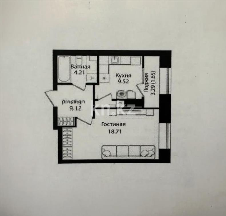 Продажа 1-комнатной квартиры, 39.37 м², ул. Айтматова, дом  79/1 в Астане