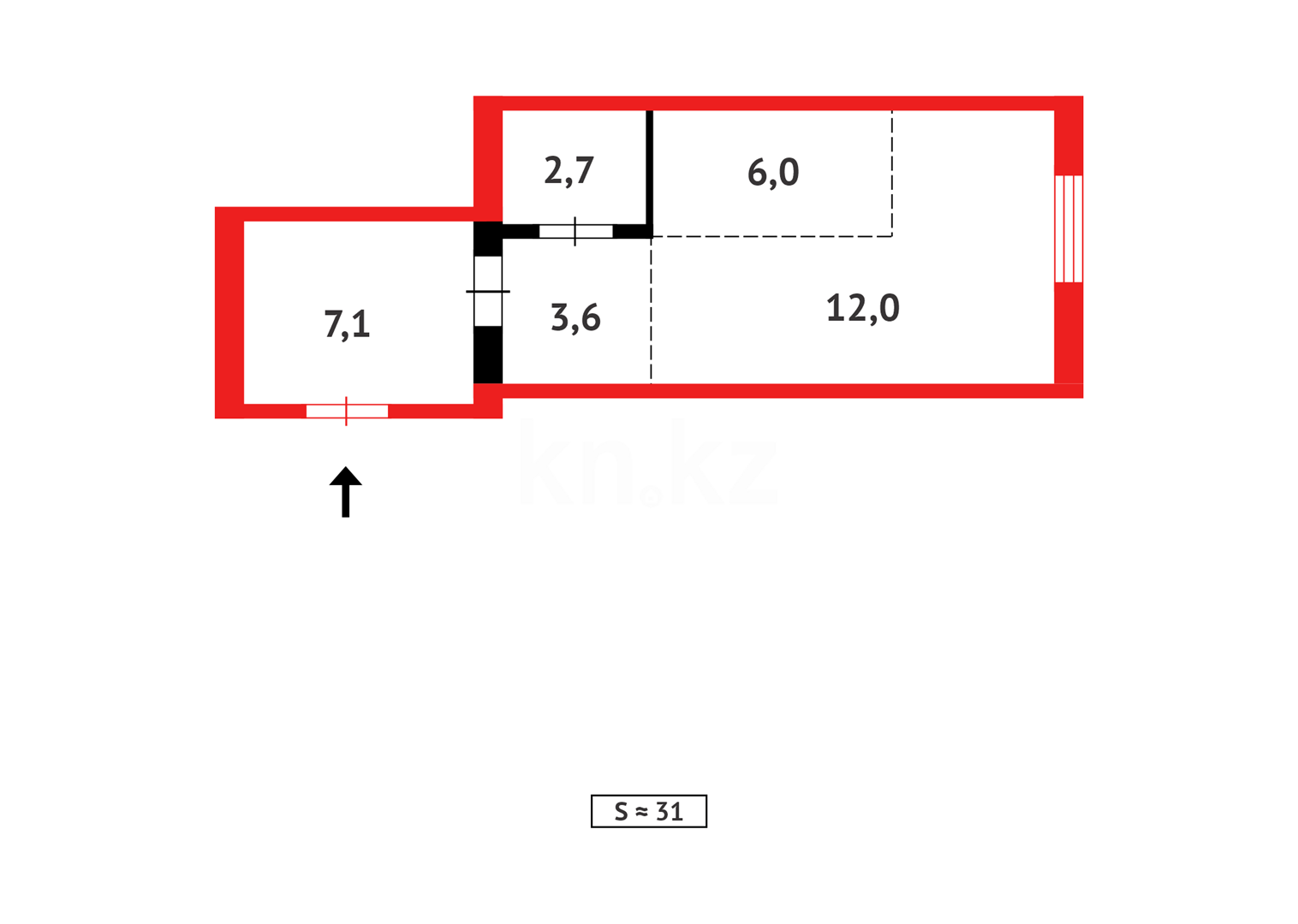 Продажа 1-комнатной квартиры, 34.1 м² в Астане - фото 7