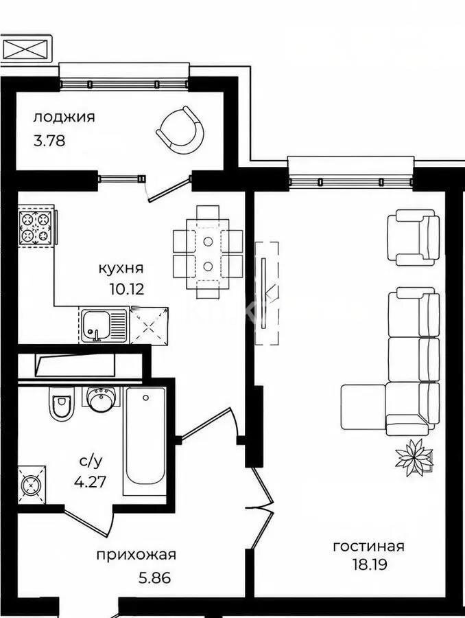 Продажа 2-комнатной квартиры, 42.22 м² в Астане