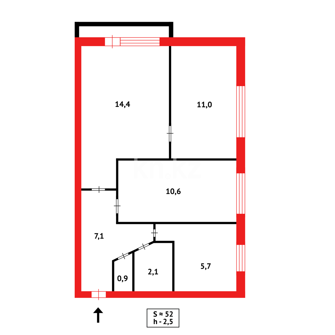 Продажа 3-комнатной квартиры, 51 м², ул. Аманжолова в Караганде - фото 14