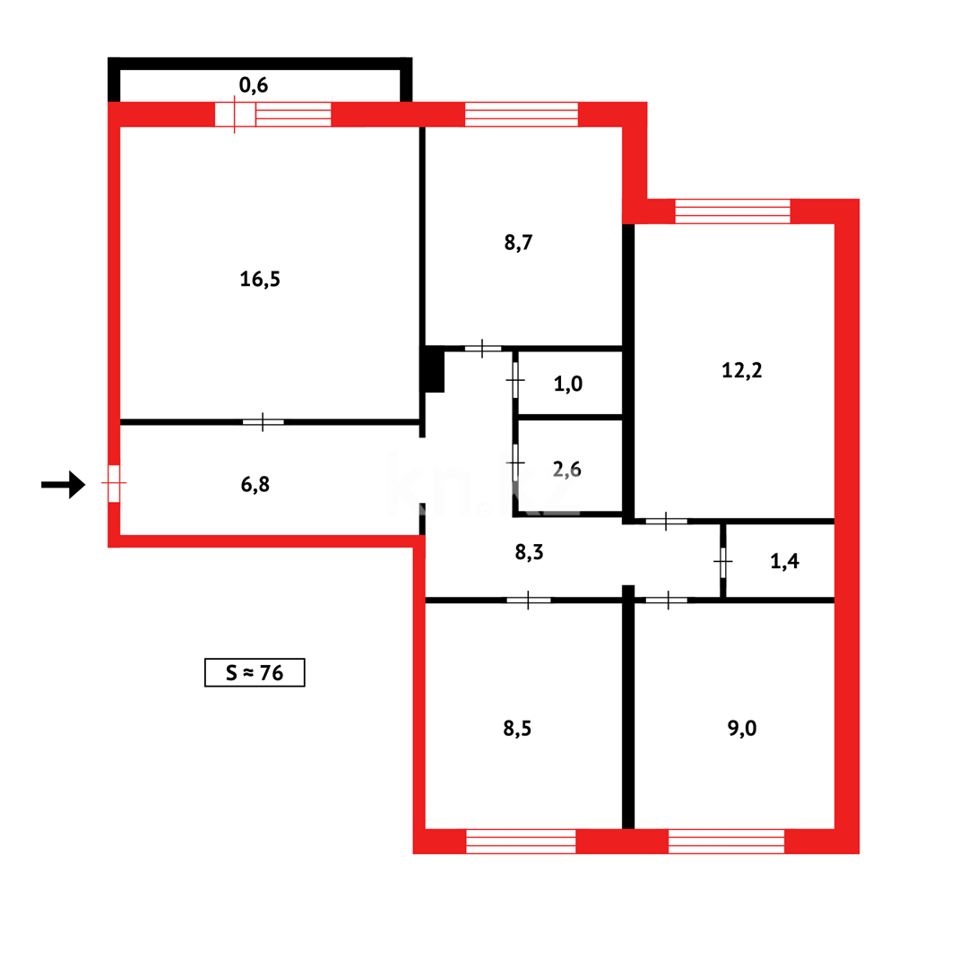 Продажа 4-комнатной квартиры, 78 м² в Караганде - фото 15