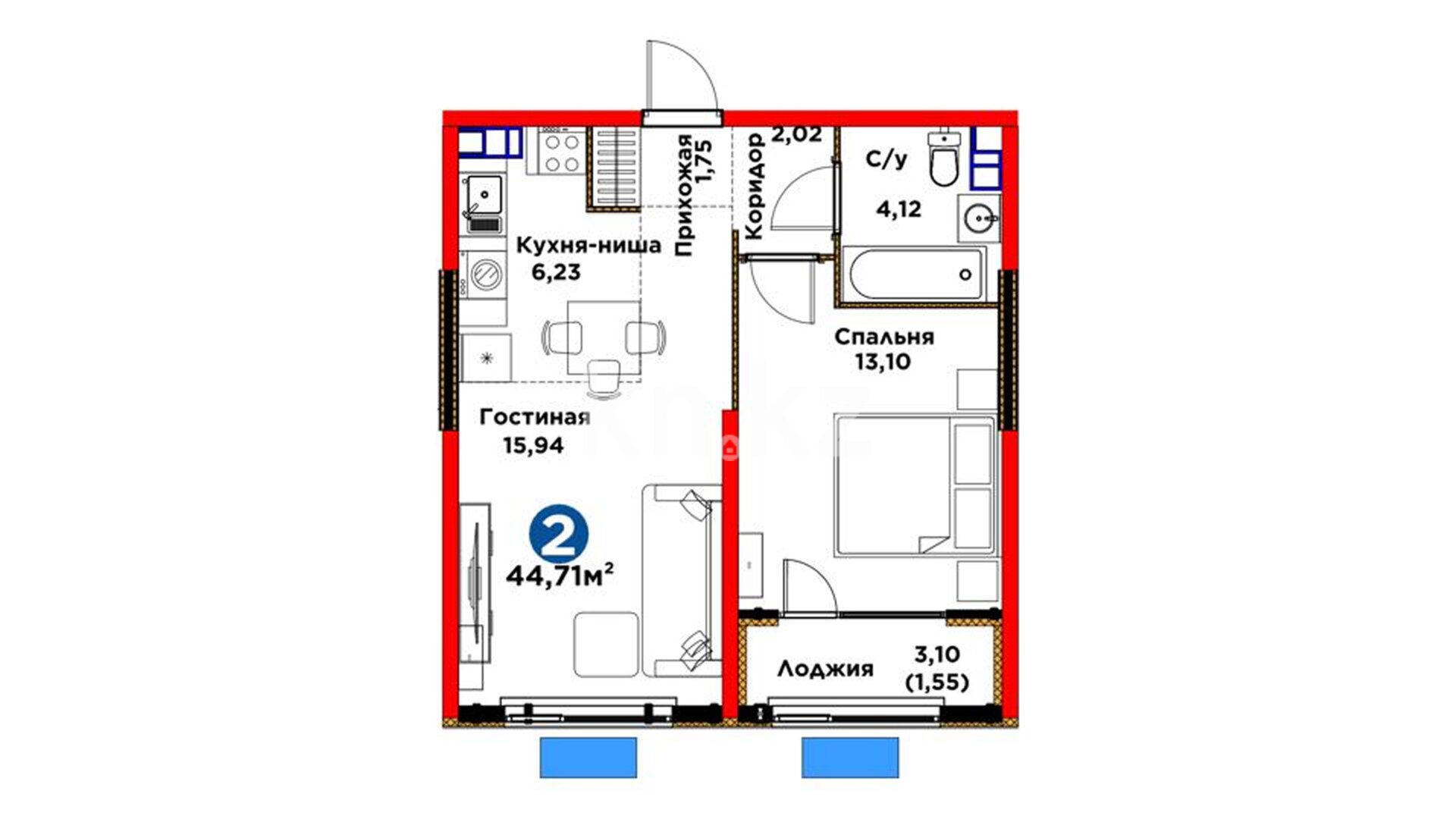 ЖК Dream City. Eco, 2-комнатная, цена 34 726 257 ₸, 776 700 ₸&nbsp;/&nbsp;м²