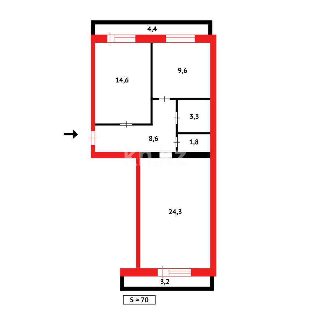 Продажа 2-комнатной квартиры, 70 м² в Темиртау - фото 13