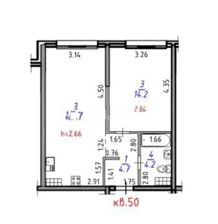 Продажа 2-комнатной квартиры, 45.3 м² в Алматы - фото 5