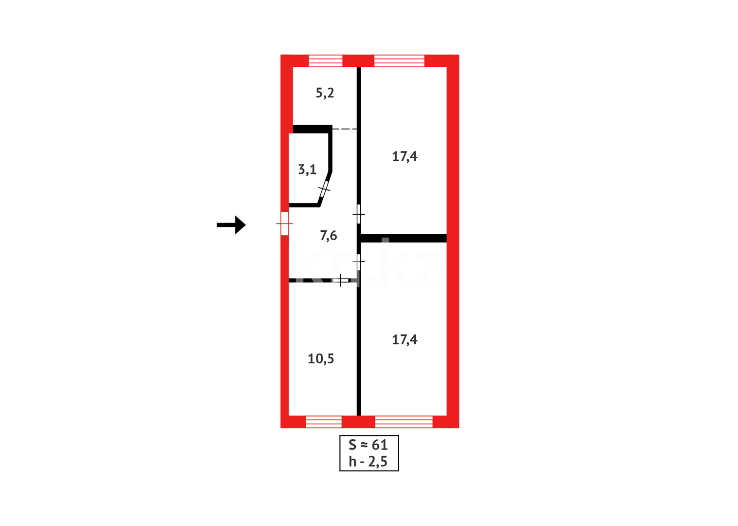 Продажа 3-комнатной квартиры, 61 м², мкр-н 19 в Караганде - фото 12