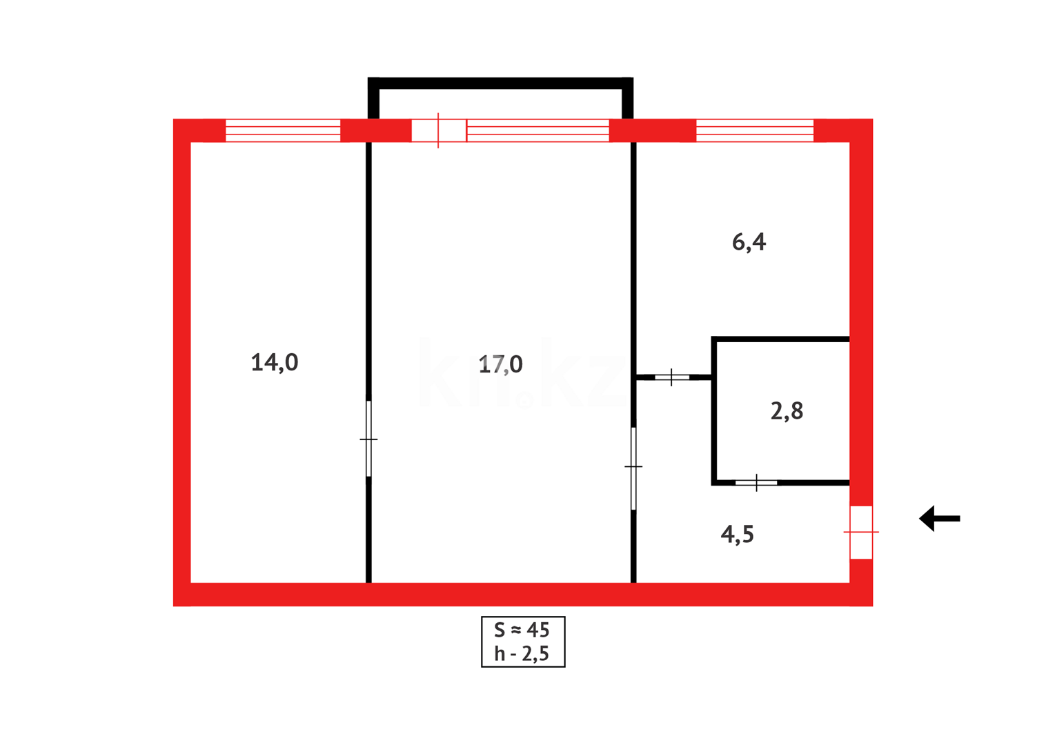 Продажа 2-комнатной квартиры, 45.2 м² в Астане - фото 9
