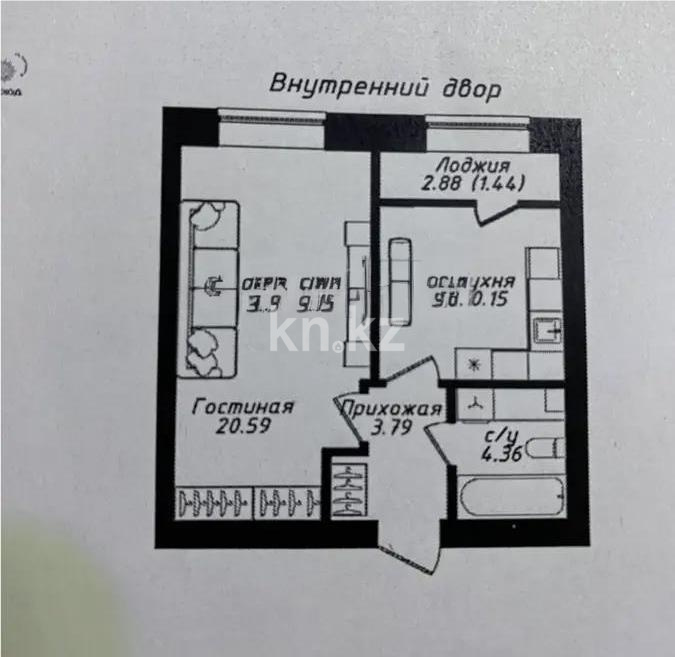 Продажа 1-комнатной квартиры, 40.5 м² в Астане