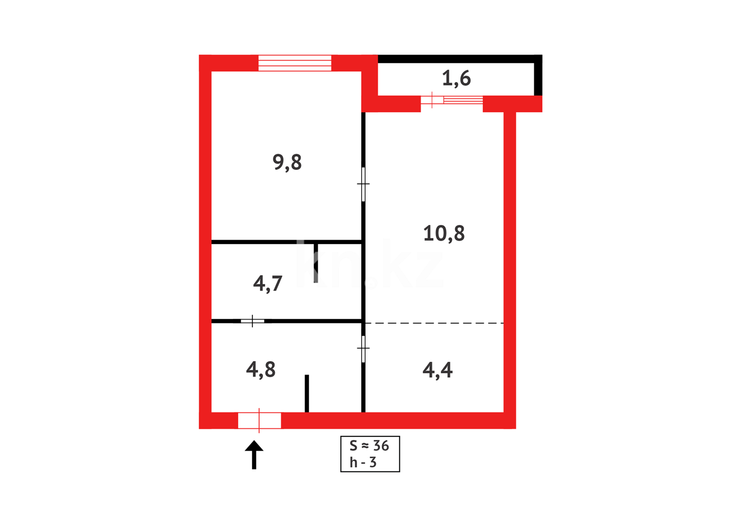Продажа 2-комнатной квартиры, 36 м² в Караганде - фото 15