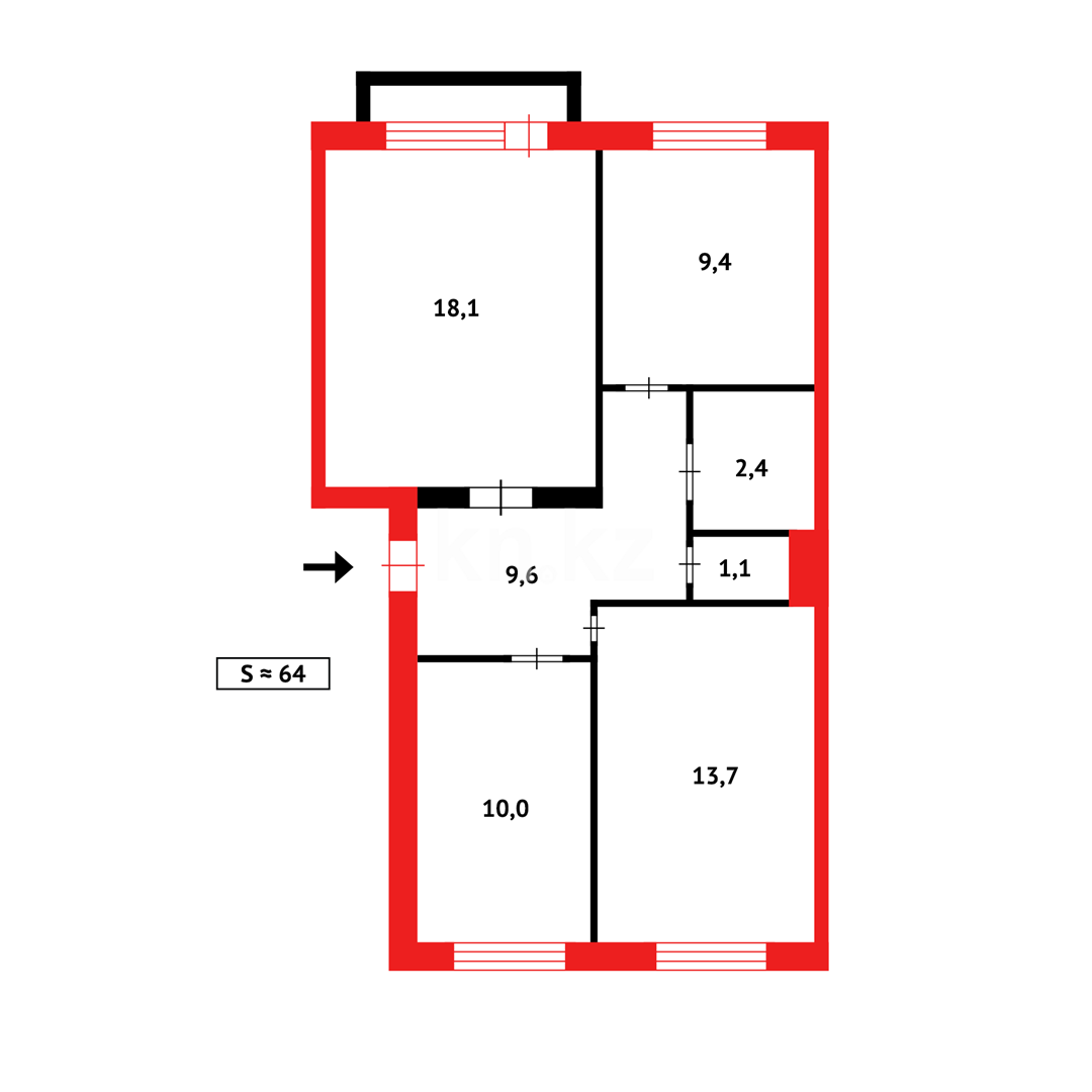 Продажа 3-комнатной квартиры, 64 м² в Темиртау - фото 14