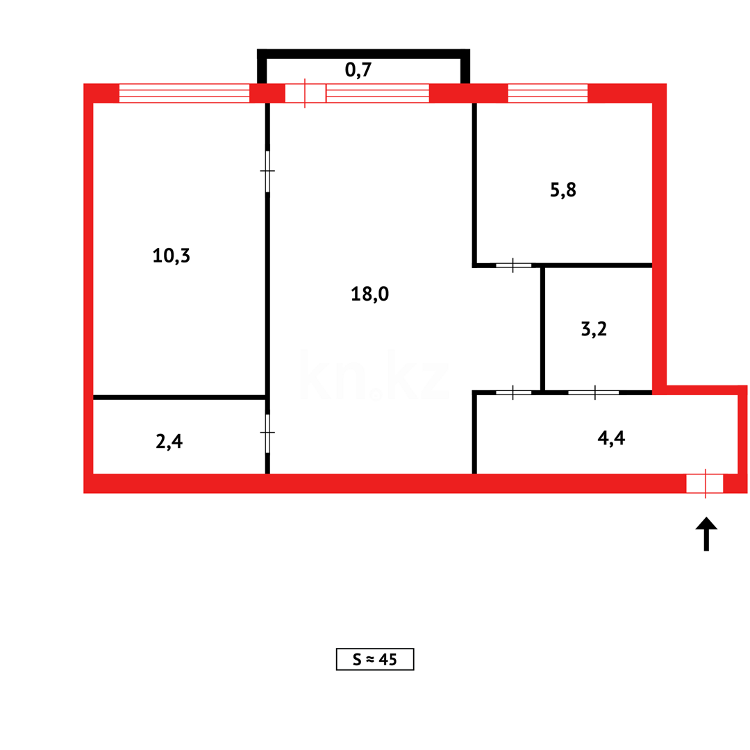 Продажа 2-комнатной квартиры, 44 м², мкр-н 16 в Караганде - фото 9
