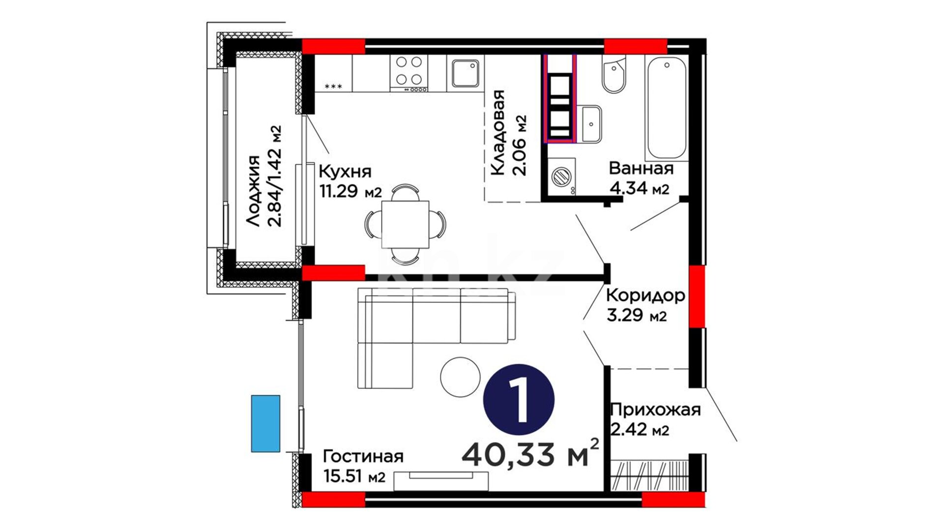 ЖК Capital Park Joy, 1-комнатная, цена 37 803 153 ₸, 937 346 ₸&nbsp;/&nbsp;м²