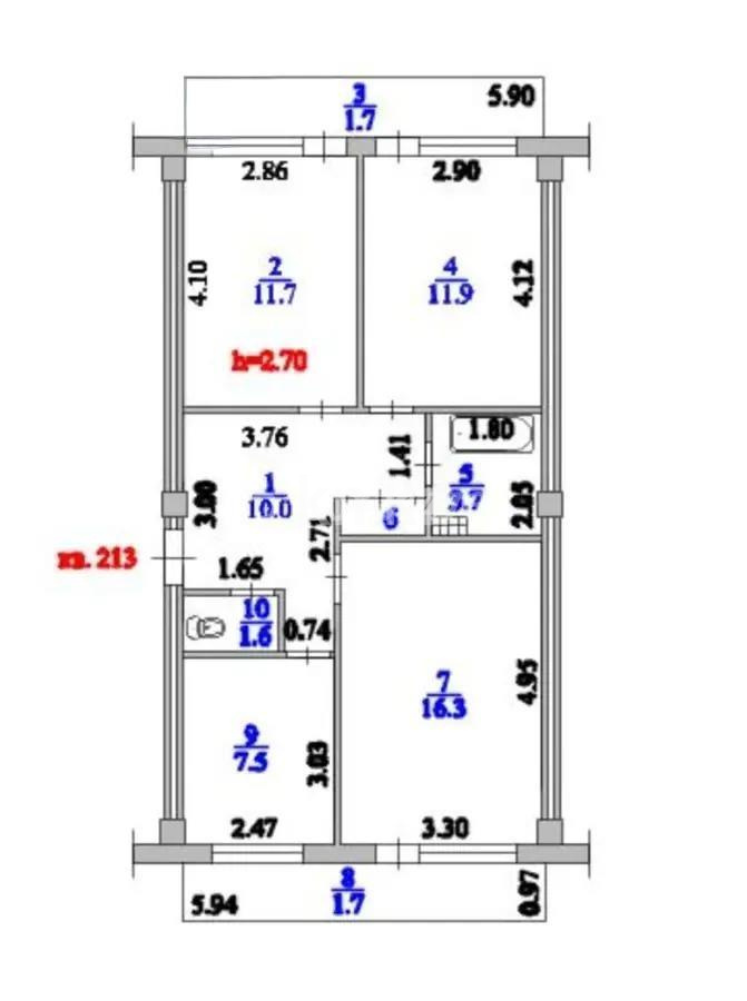 Продажа 3-комнатной квартиры, 66.8 м², ул. Кунаева, дом  49 в Алматы - фото 3