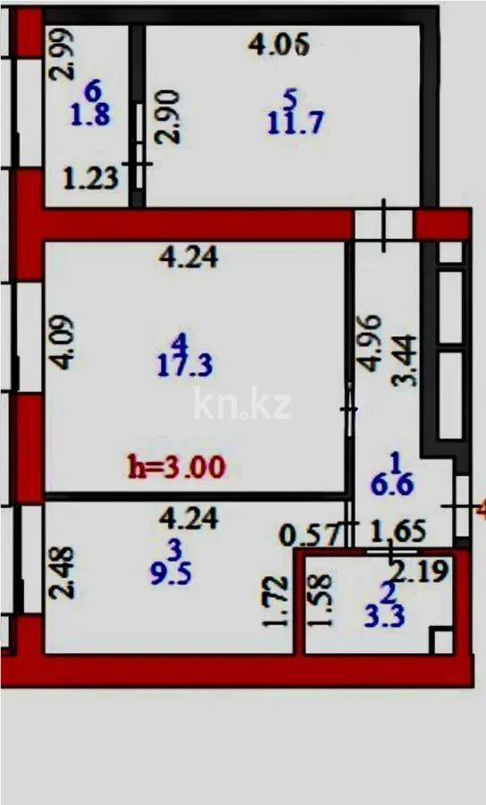 Продажа 2-комнатной квартиры, 50.2 м² в Астане