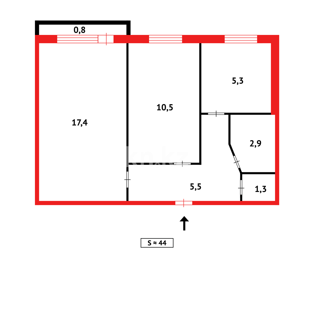 Продажа 2-комнатной квартиры, 45 м², ул. Чайковского в Темиртау - фото 9