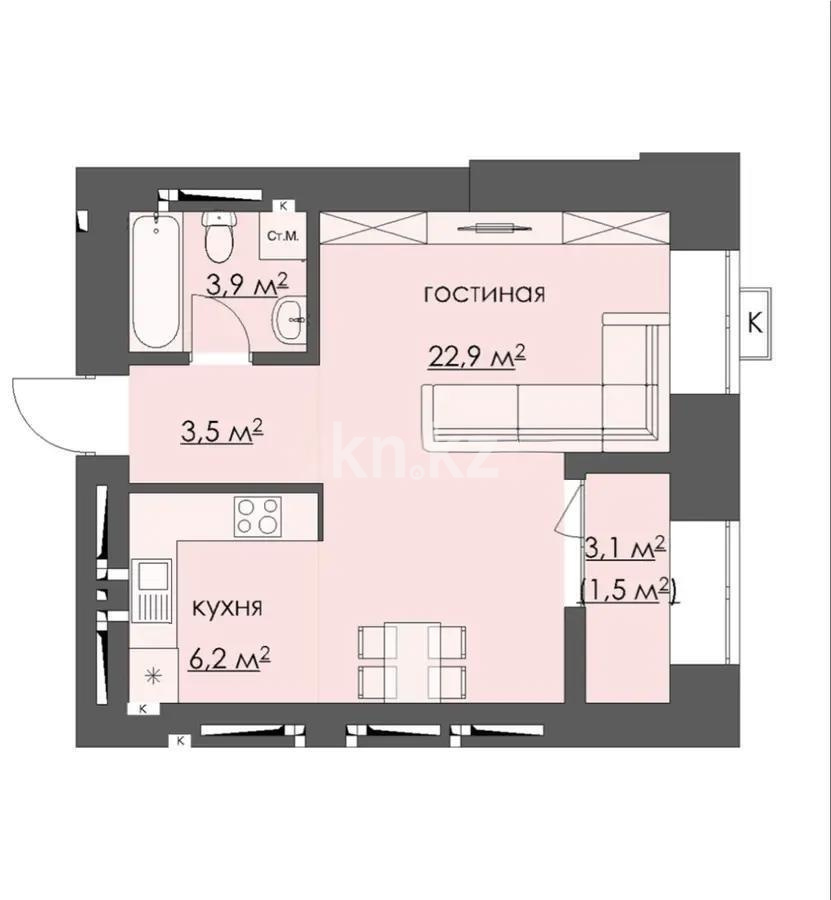 Продажа 2-комнатной квартиры, 40 м², 067 учетный квартал, дом  участок 502 в Караганде