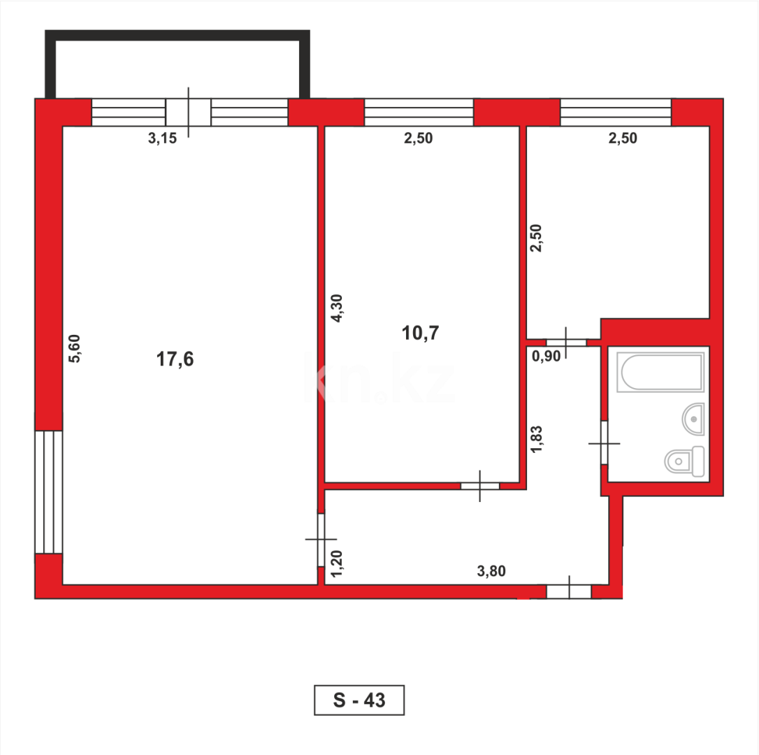 Продажа 2-комнатной квартиры, 45 м², ул. Алиханова, дом  30/2 в Караганде - фото 15