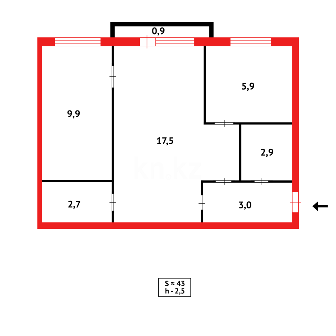 Продажа 2-комнатной квартиры, 42 м² в Караганде - фото 11